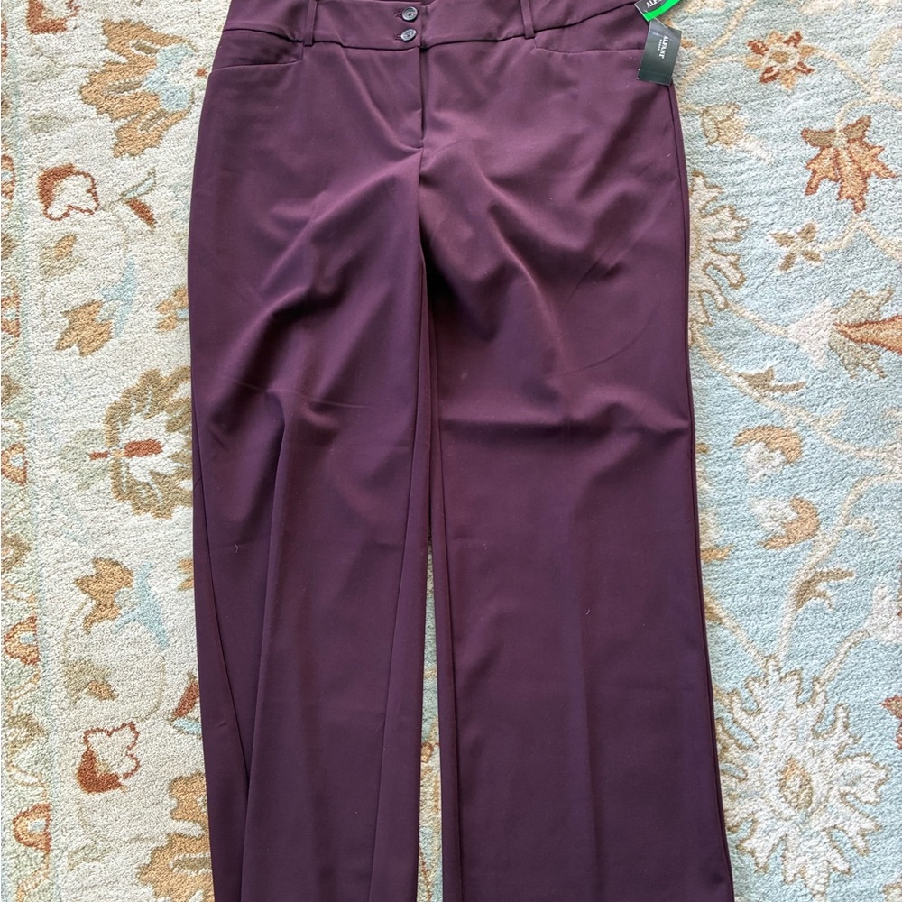 Alfani Women's Wide Leg Pants in eggplant NWT